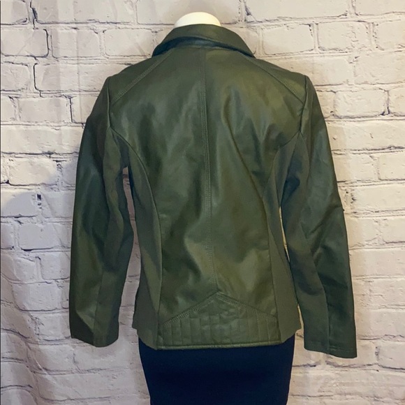 NWT Faux leather dark green zipper jacket - Picture 3 of 8